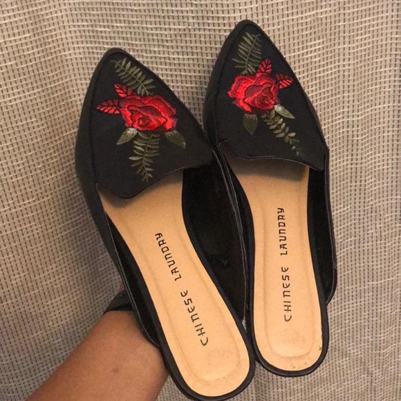 embroidered mules shoes